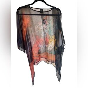 100% silk Sheer Poncho Top